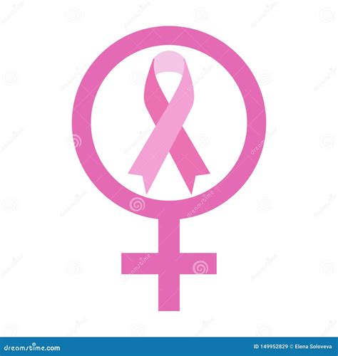 Pink Ribbon In Gender Sign For Breast Cancer Awareness Campaigns