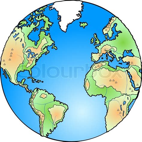 Illustrated World Globe Isolated On The White Stock Vector Colourbox