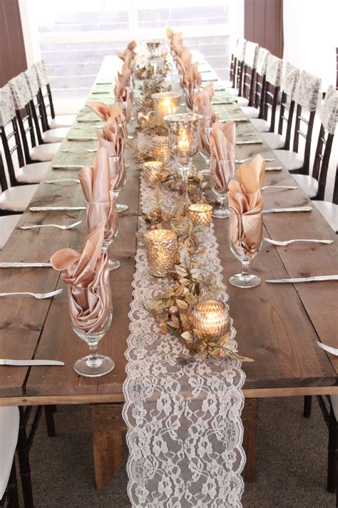 A Pretty Lace Table Runner For A Rustic Wedding Reception Lace
