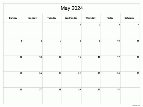 Printable May 2024 Calendar | Free Printable Calendars