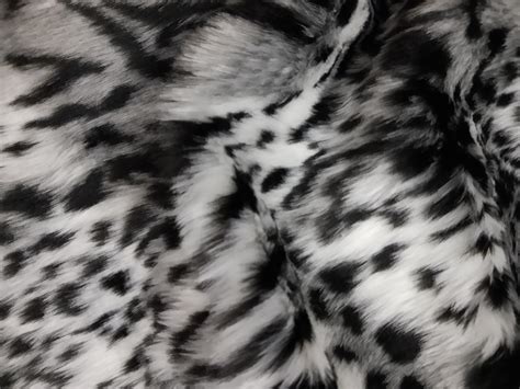 Snow Leopard Faux Fur Fabric White And Black Long Pile Fake Etsy