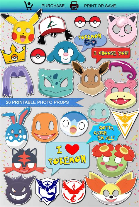 Pokemon Photo Booth Props Free Printable Anime Gallery The Best Porn Website