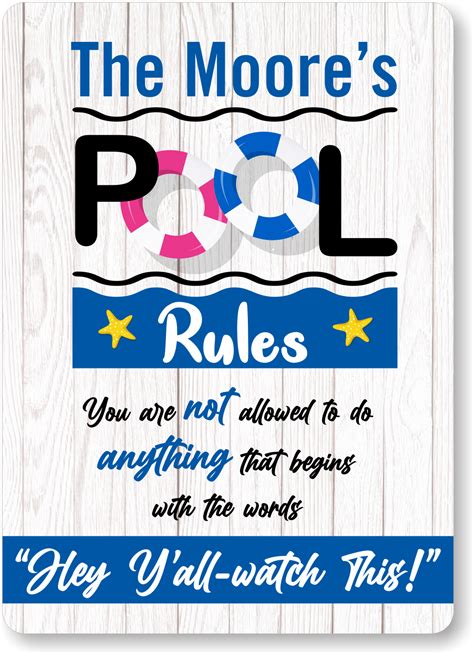 Hey Y All Watch This Funny Personalized Pool Rules Sign Sku S 3881