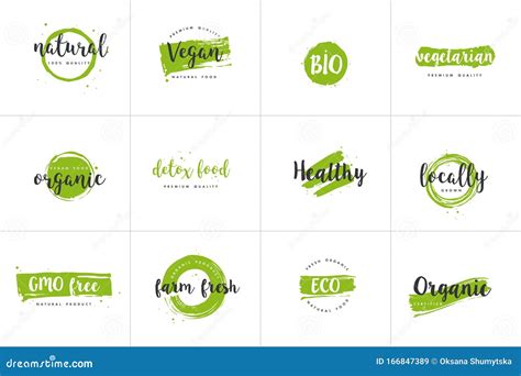 Organic Food Farm Fresh And Natural Product Icons And Elements
