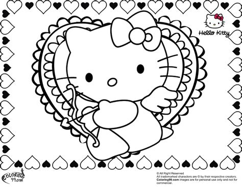 Hello Kitty Valentine Coloring Pages Team Colors
