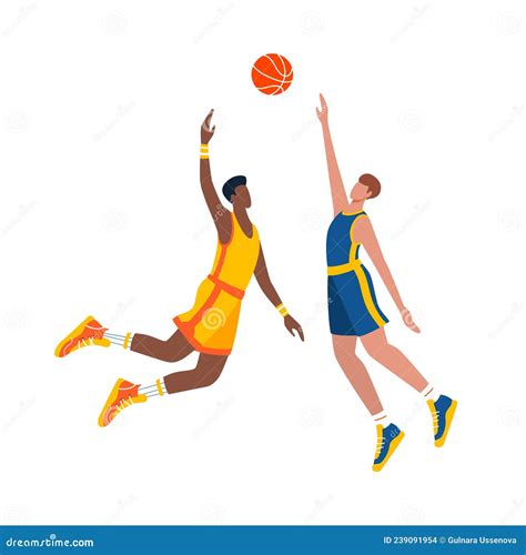 Two Basketball Players In Action During Game Stock Vector