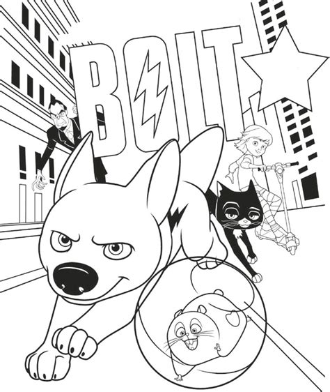Free printable coloring pages bolt coloring pages. Fun Bolt Disney Coloring Page for Children