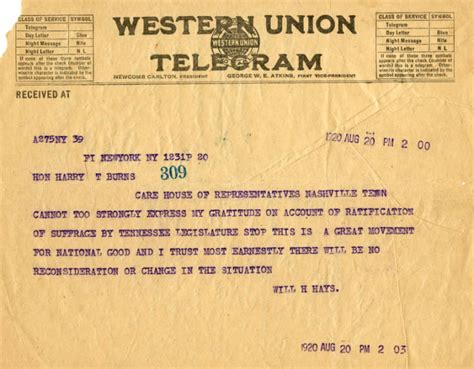 Will Hays Telegram 1920 Best Knoxville History Project