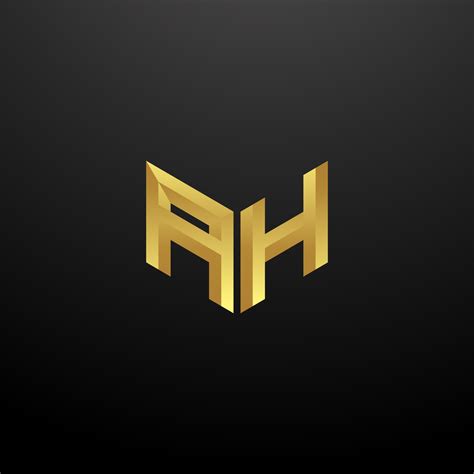 Ah Logo Monogram Letter Initials Design Template With Gold 3d Texture