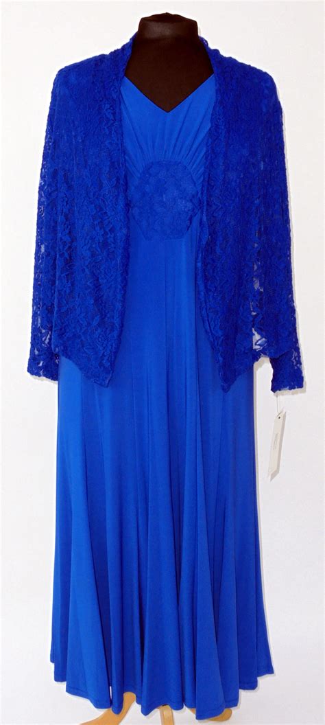 Royal Blue 2 Piece Dress And Lace Jacket Blue Dress Jacket Plus Size