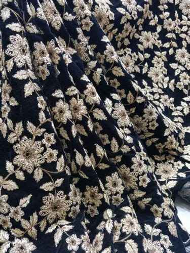 Black Golden Velvet Embroidery Fabric At Best Price In New Delhi Id