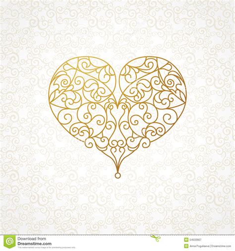 Ornate Vector Heart In Line Art Style. Stock Vector ...
