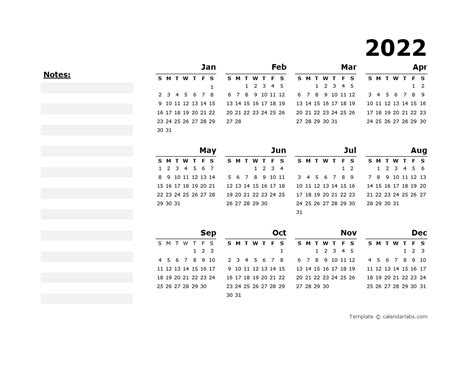 Free Printable Year 2022 Calendar Type Calendar 2022 Blank Two Page