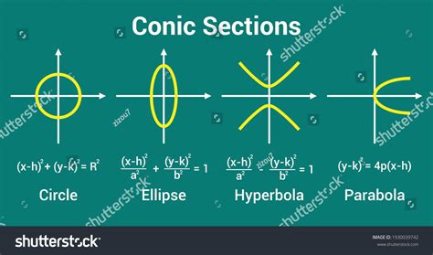 Conic Section Circle Ellipse Parabola Hyperbola Stock Vector Royalty