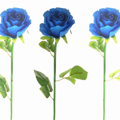 65cm artificial silk rose flower stem blue shelf edge