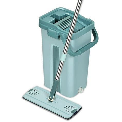 Flat Floor Mop And Bucket Set Self Cleaning Automatic Squeeze