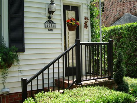 Matte bronze aluminum decorative rail stair kit (1) model# 73045637. Iron X Exterior Handrails - Stair Solution