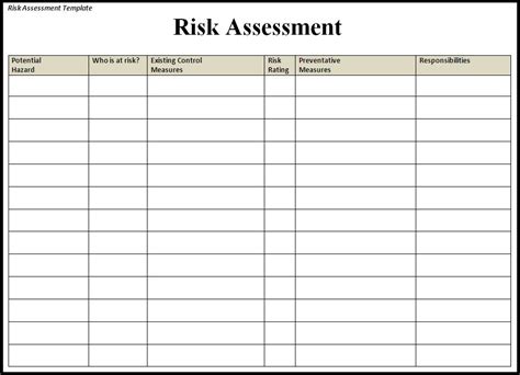 Risk Assessment Template 10 Free Printable PDF Excel Word Formats