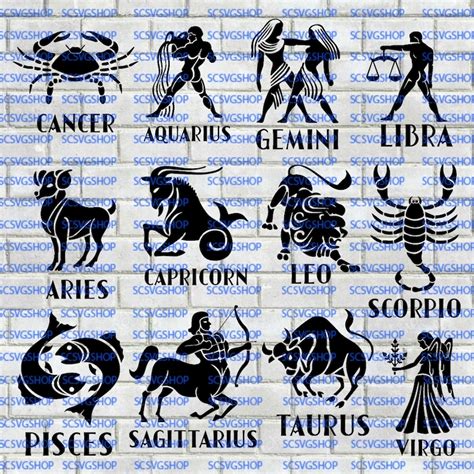 Zodiac Sign Bundle Svg Only Cut Files Birthday Horoscope Etsy
