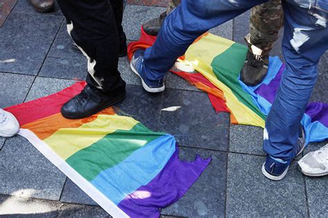kiev pride 2017 rainbow flags burned in sick homophobic protest at lgbt parade daily star