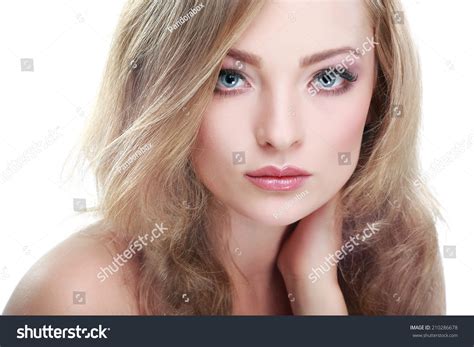 Closeup Portrait Sexy Whiteheaded Young Woman Stock Photo 210286678