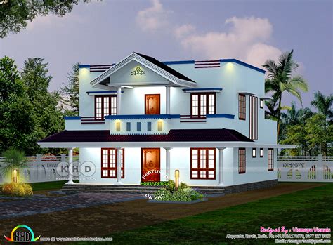 1925 Sq Ft 3 Bedroom Sloping Roof Style House Architecture Kerala