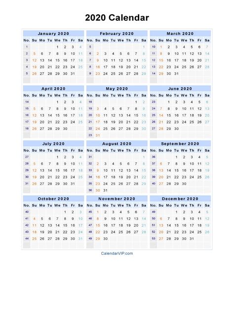 2020 Free Year Printable Calendars Without Downloading Calendar