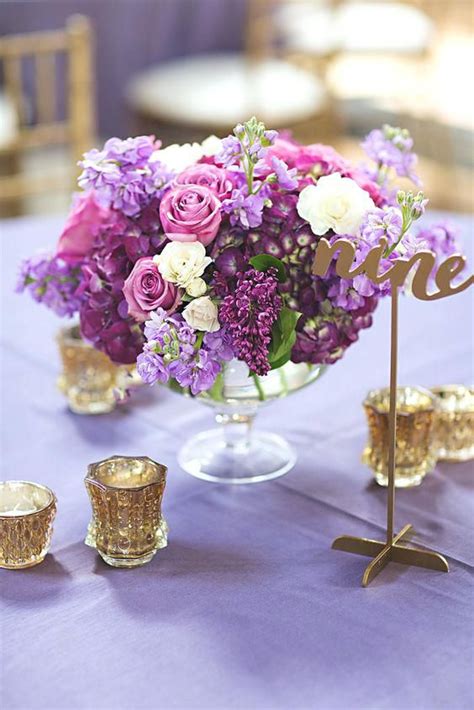 Pink And Purple Centerpieces A Lush Floral Centerpiece In The Shades Of