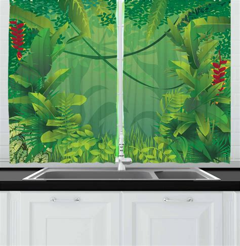 Leaves Kitchen Curtains 2 Panel Set Home Decor Window Drapes 55 X 39