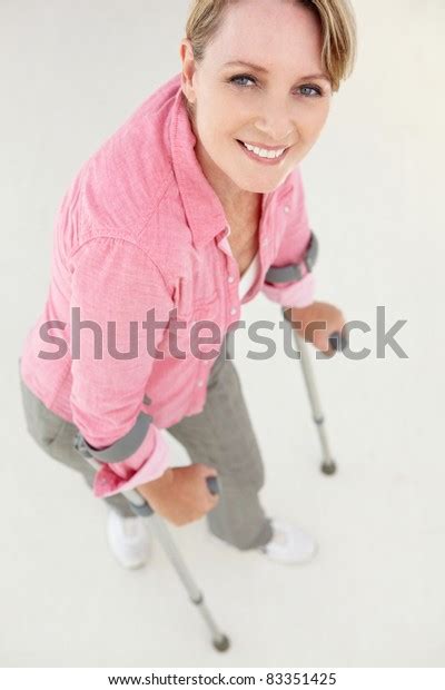 Woman Walking Crutches Stock Photo 83351425 Shutterstock