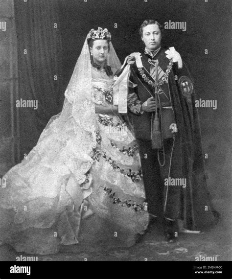 Albert Edward Prince Of Wales Later King Edward Vii Pictured On His Wedding Day With His Bride