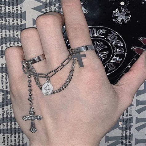 Itgirl Shop Aesthetic Clothing Silver Crosses Goth Aesthetic Chain