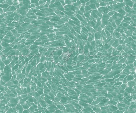 Aerial view of green tiled swimming pool with palm leaves. Pool water texture seamless 13214