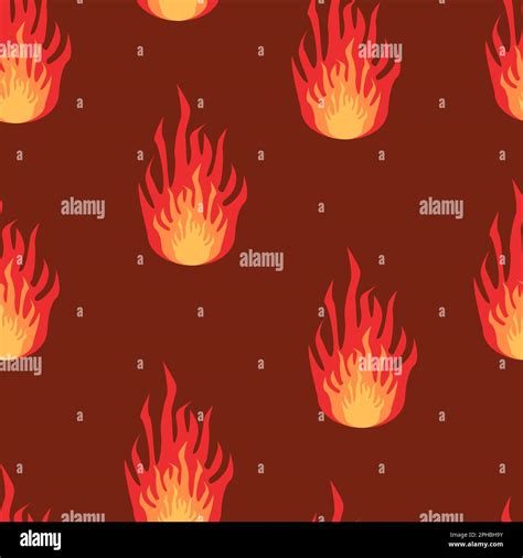Seamless Pattern With Fire Colorful Vector Illustration Stock Vector