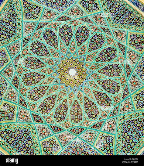 The Close Up Of Intricate Persian Mosaic Patterns Of Dome Of The Open