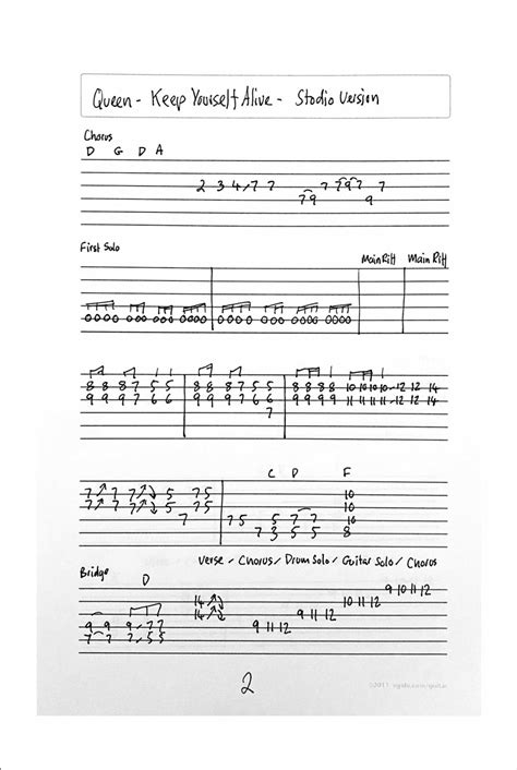 Queen Corner Queen Keep Yourself Alive Guitar Tab And Lesson