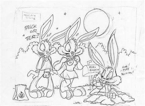 rule 34 anthro babs bunny black and white bottomless breasts bugs bunny buster bunny clothing