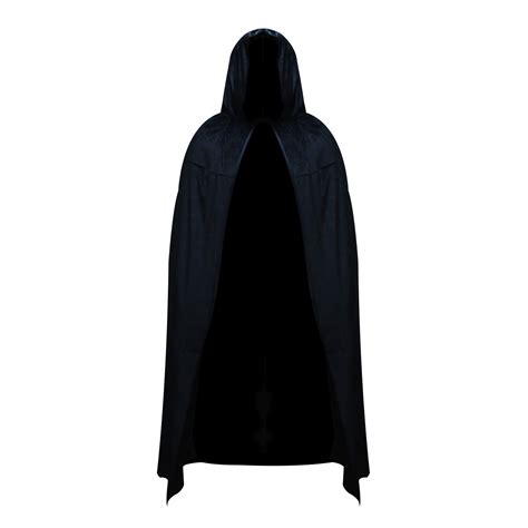 Black Polyester Hooded Halloween Fancy Dress Full Length Wizard Cape