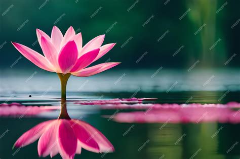 Premium Ai Image Pink Lotus Flower Floating In The Water With