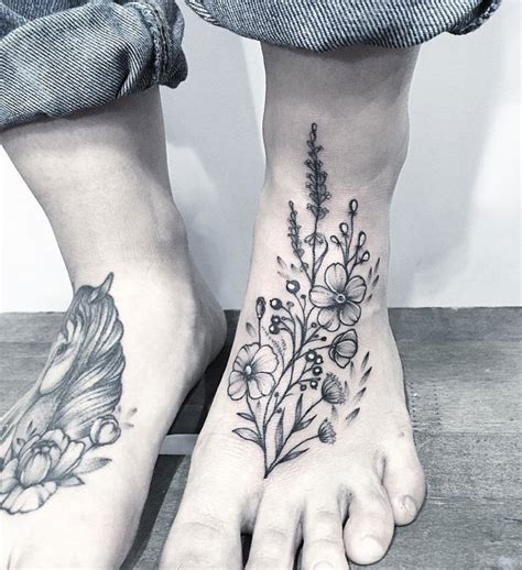 Floral Foot Tattoo Designs Lineartdrawingsaestheticblue