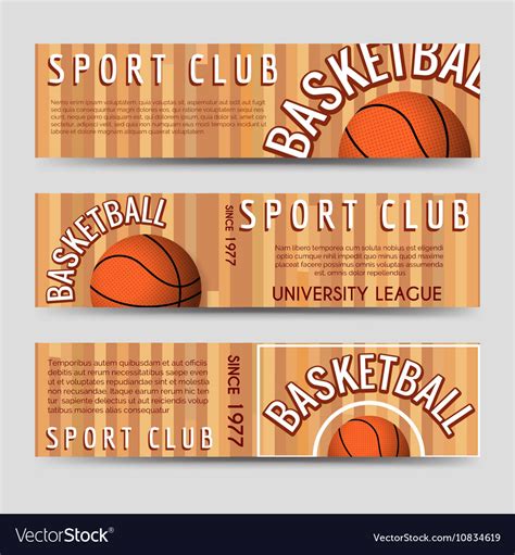 Basketball Sport Club Horizontal Banners Template Vector Image