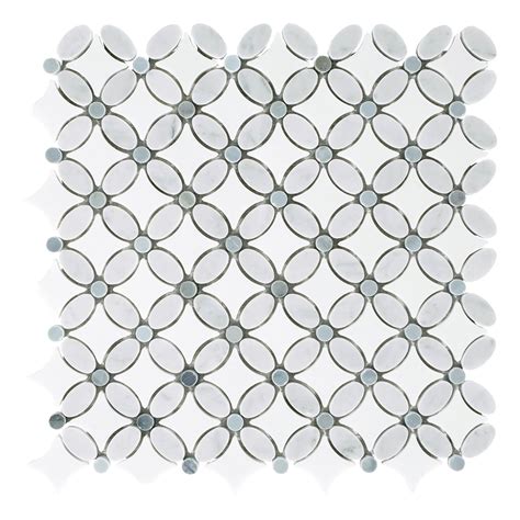 Gray And White Flower Marble Mosaic 12 X 12 100105055 Floor And Decor