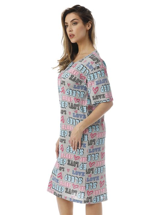Printed Henley Nightshirts For Women Just Love Fashion