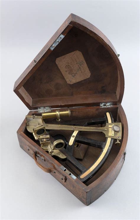 lot cased sextant by h hughes first half of the 19th century case length 12” width 12 5”