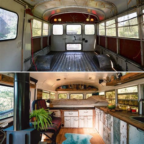 Old Short School Bus Turned Into A Tiny House