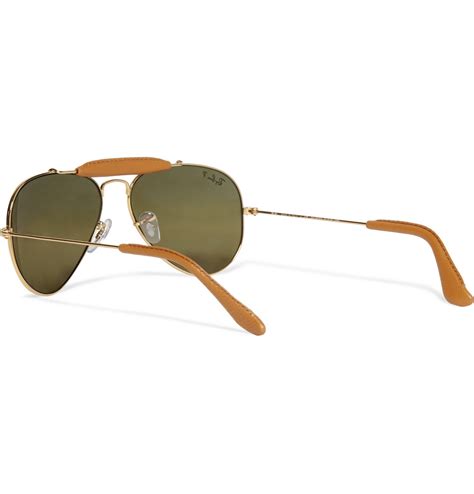 ray ban outdoorsman polarised aviator sunglasses in gold metallic for men lyst