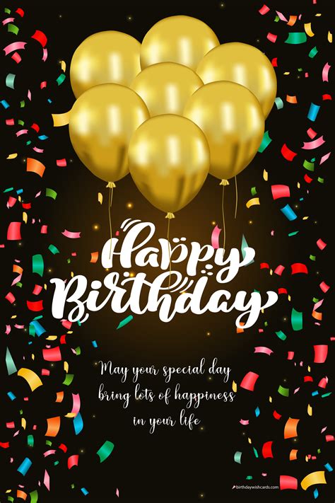 Happy Birthday Golden Balloons Image Birthday Wish Cards