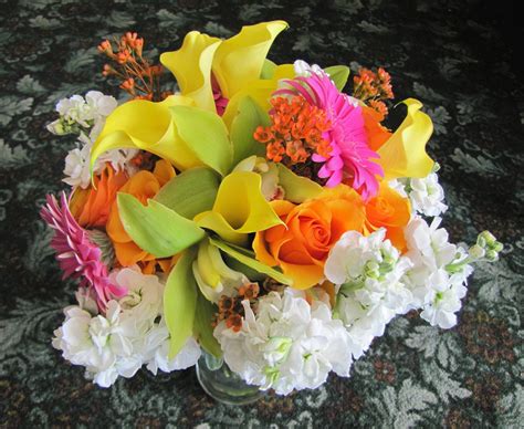 Bright Colored Wedding Bouquet Of Calla Lilies Gerbera Daisies Roses