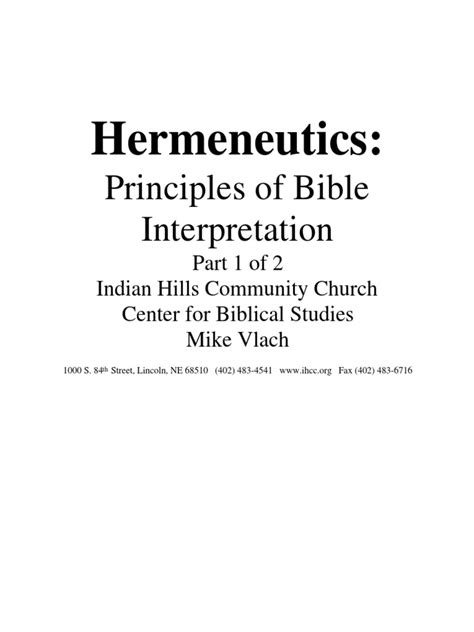Biblical Hermeneutics 1 Pdf Revelation Biblical Hermeneutics