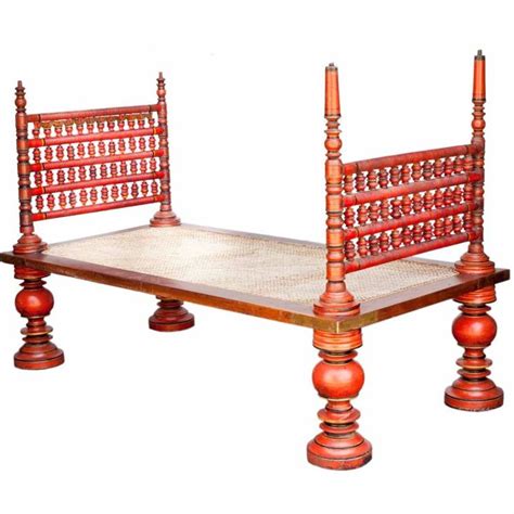 South Indian Painted Daybed With Removable Sides Furniture Indian